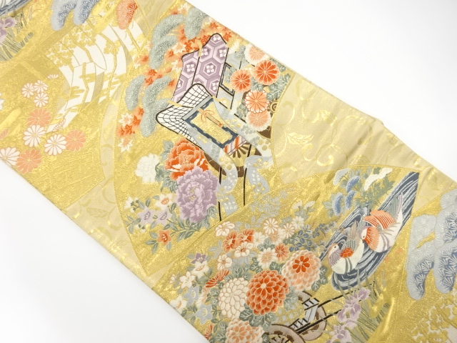 JAPANESE FUKURO OBI / WOVEN FLORAL CART